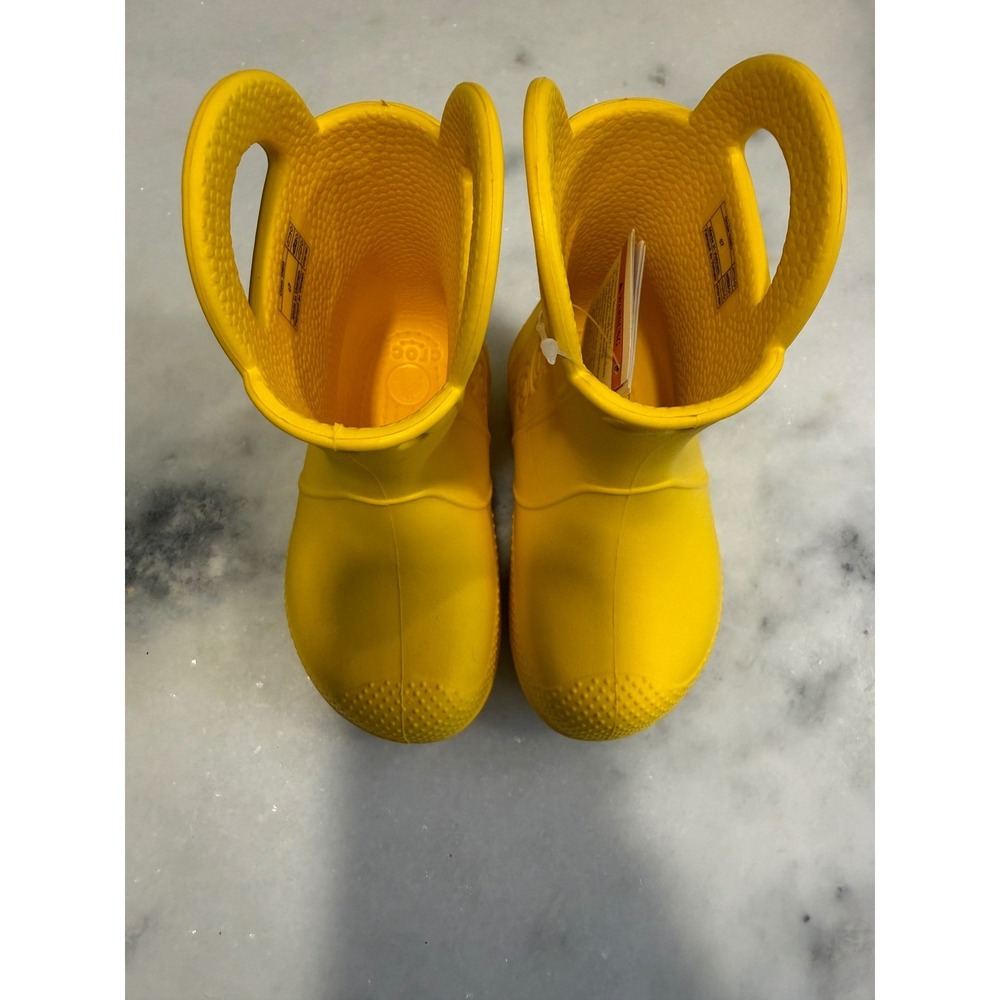 Crocs Handle It Rain Boot Kids Size C7 Yellow Waterproof Pull On 12803-730
